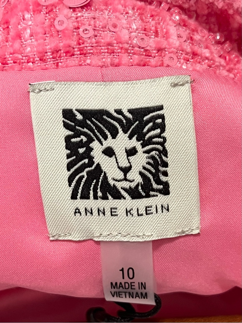 Anne Klein Pink Dahlia Sequin Tweed Collarless Jacket - Picture 2 of 9